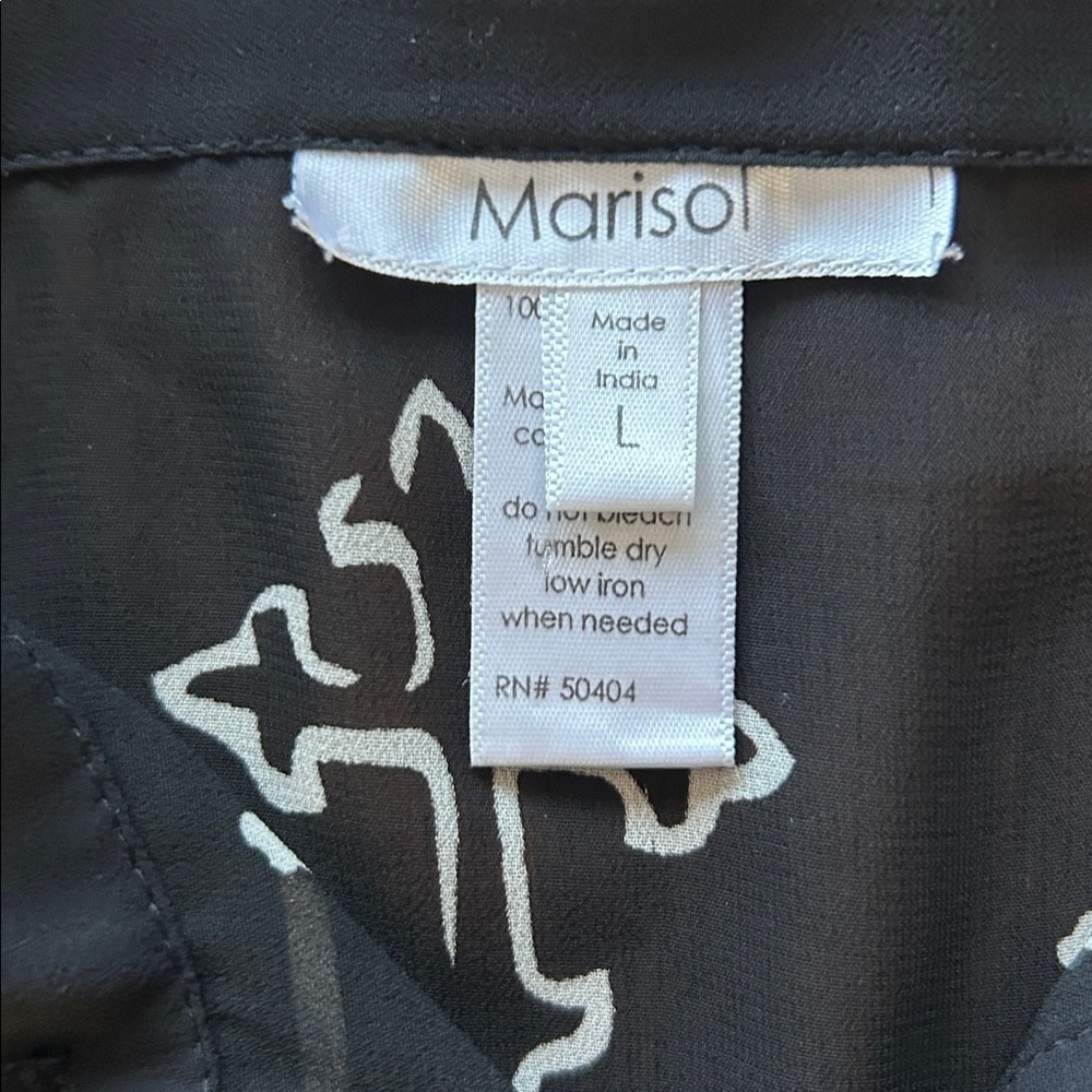 Marisol edgy Goth rock, sheer blouse cross design, black white top women’s large - Picture 6 of 14